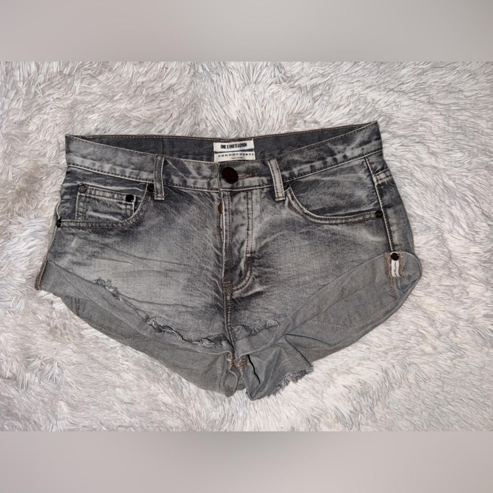 One Teaspoon Bandit Denim Shorts in Gray Size 26